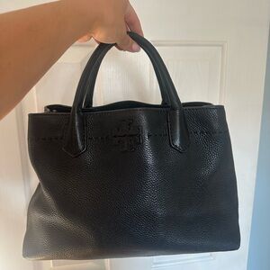 Tory Burch Black Pebbled Leather Tote